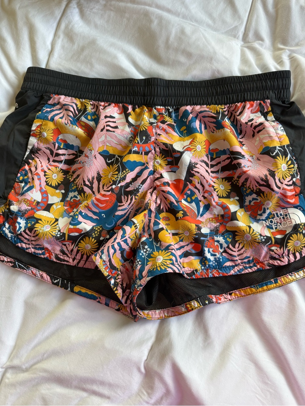 The North Face Women's Floral Athletic Shorts - Pink, Yellow, Blue
